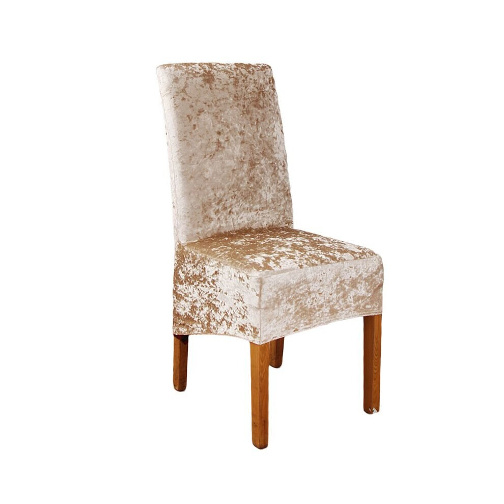 (Champagne) Crushed Velvet Stretchable Dining Chair Covers