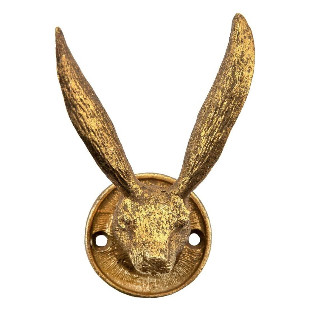 Sass & Belle Gold Rabbit Ears Hook Coat Hat Bag Bunny Head Wall Hanger