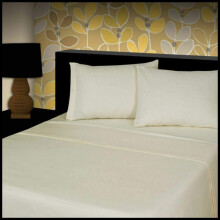 (Thermal Sheet Set Cream Double) Flannelette Sheets Set 4PC 100% Brushed Cotton Thermal Fitted Flat Sheets Pillowcases