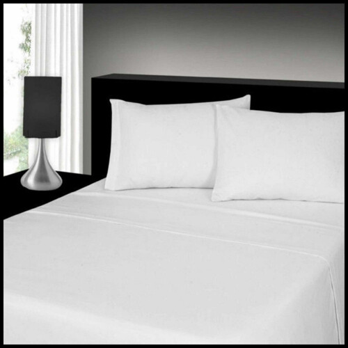 (King, White) Flannelette Sheets Set 4PC 100% Brushed Cotton Thermal Fitted Flat Sheets Pillowcases