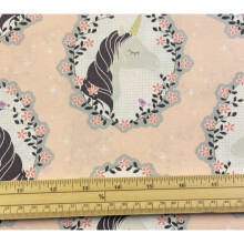 Fat Quarter Do You Believe In Unicorns On Frames Pink 100% Cotton Quilting Fabric
