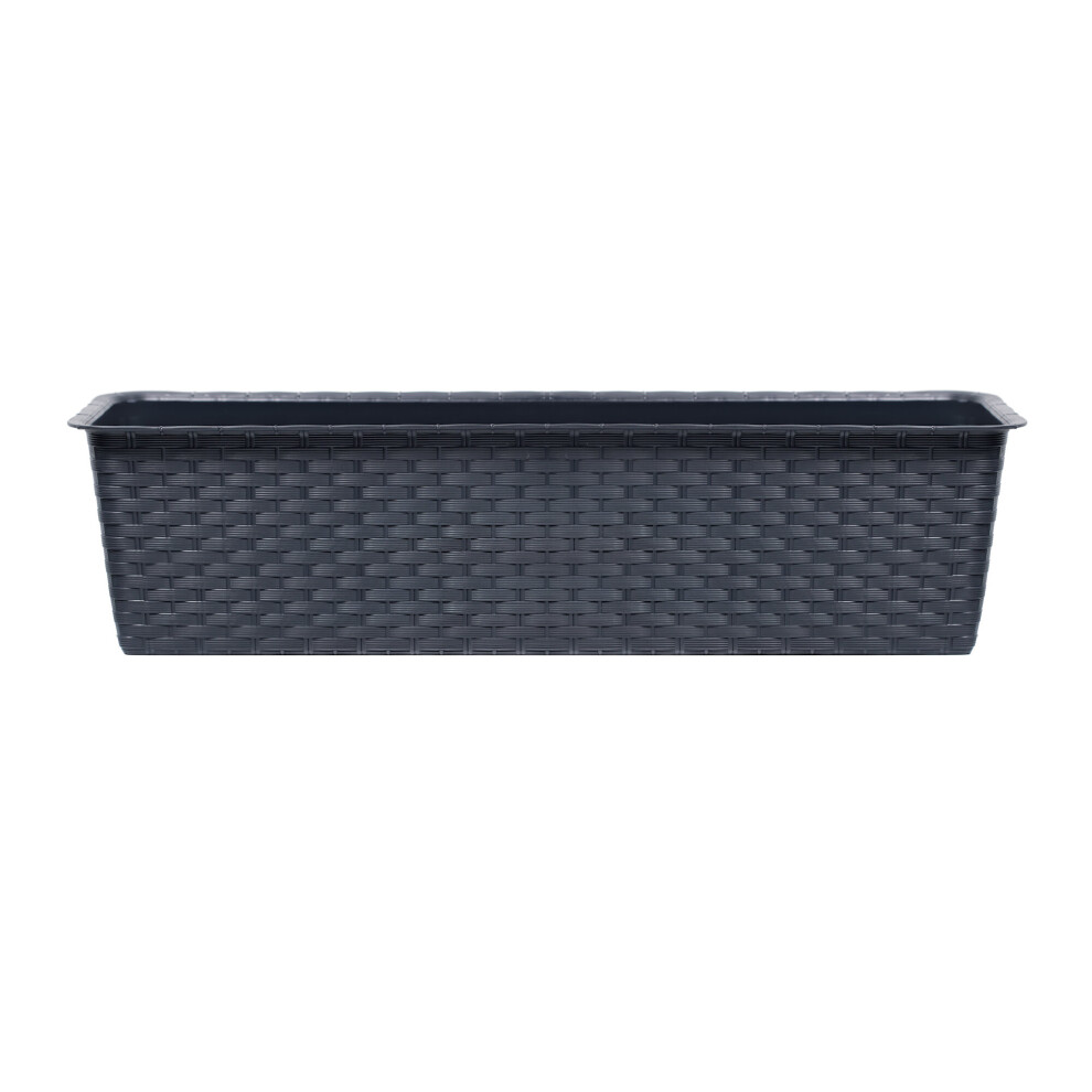 Urbn Living (, 500Mm X1) Rectangle Rattan Plastic Flower Planter Pots Set Anthracite