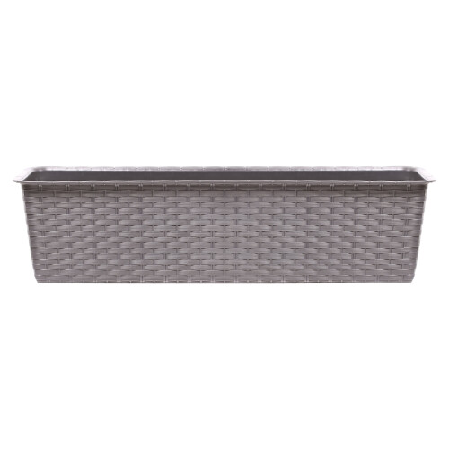 (Mocca, 400mm x1) Rectangle Rattan Plastic Flower Planter Pots Set