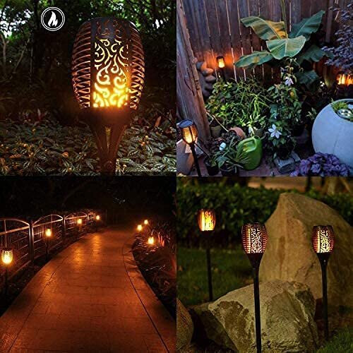 (2 Pack) Solar Torch Lights Waterproof 96 LED Dancing Fire