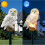 (White x 2) Owl Shaped Solar LED Light Waterproof Lamp Spike 1