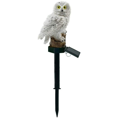(White x 2) Owl Shaped Solar LED Light Waterproof Lamp Spike 2