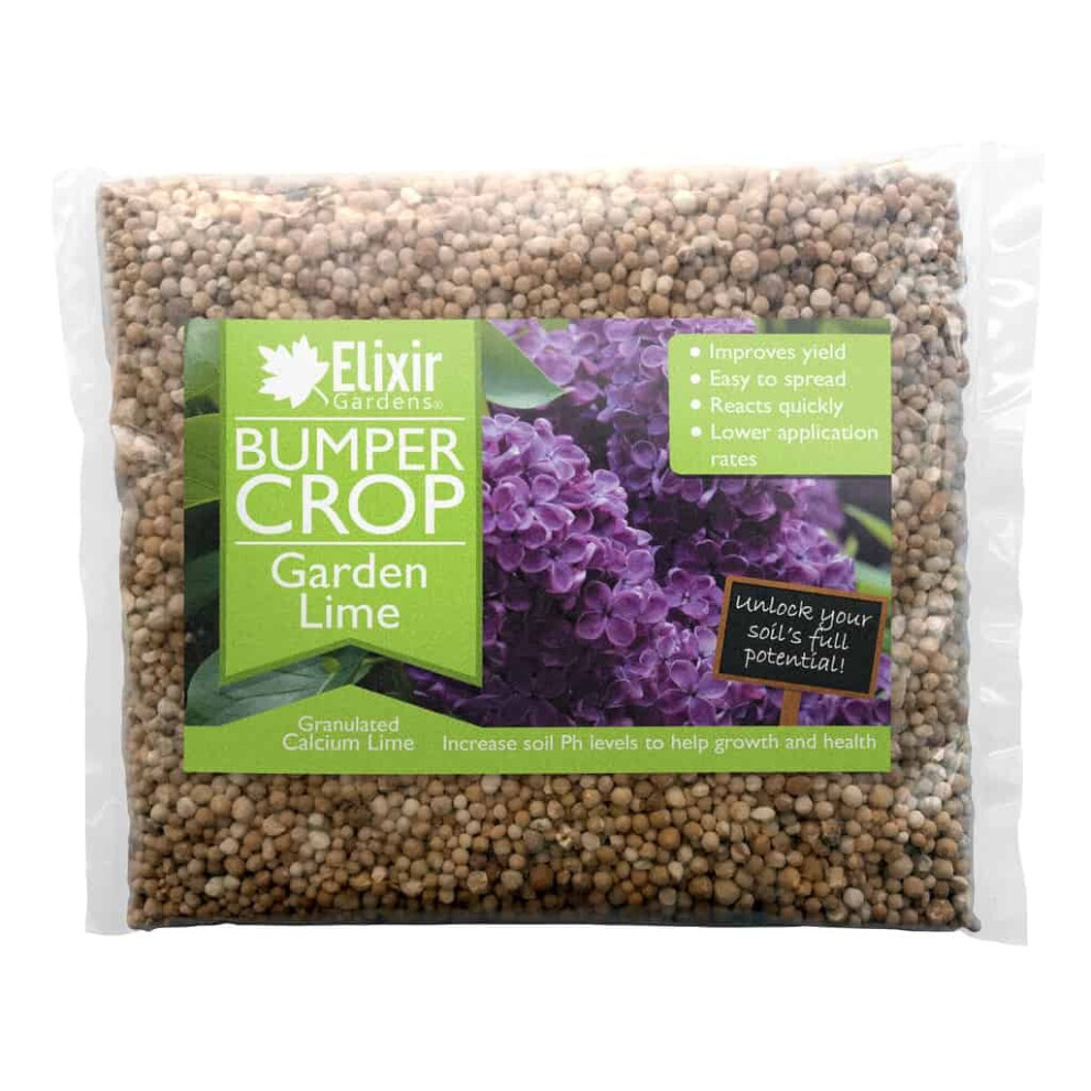 Elixir Garden Supplies (Bag, 1Kg) Elixir Gardens | Bumper Crop | Garden Lime | Fix Soil Ph | 1Kg - 25Kg | Bag Or Tub