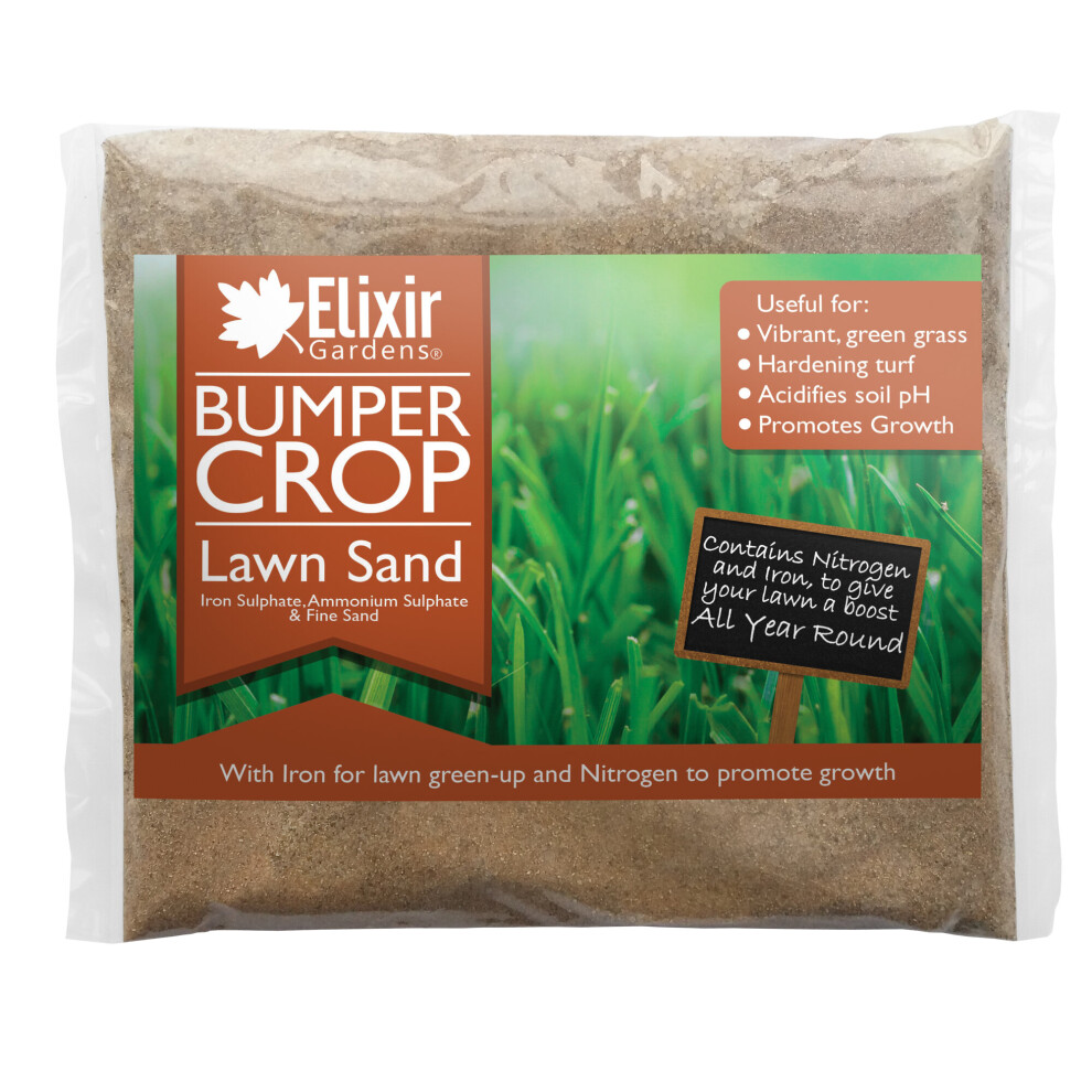 (Bag, 500g) Elixir Gardens | Bumper Crop | Lawn Sand with Iron | 1kg - 25kg | Bag or Tub