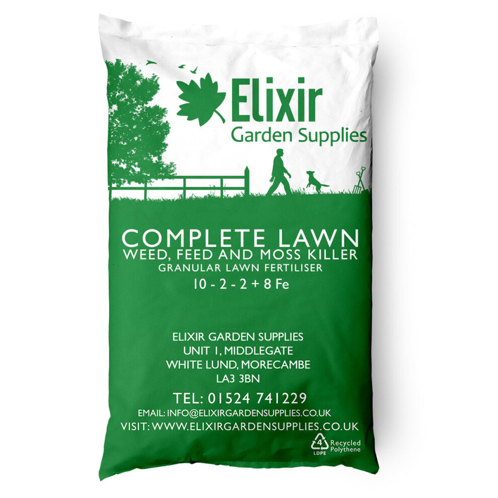 (20kg) Elixir Gardens | COMPLETE LAWN | 4 in 1 Weed, Feed & Moss Killer | 10-2-2+8 Fe