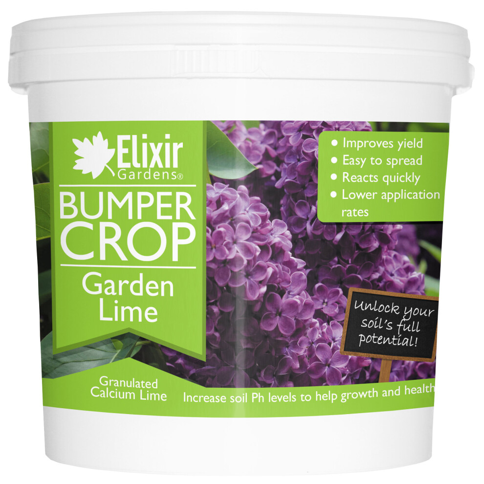 Elixir Garden Supplies (Tub, 20Kg) Elixir Gardens | Bumper Crop | Garden Lime | Fix Soil Ph | 1Kg - 25Kg | Bag Or Tub