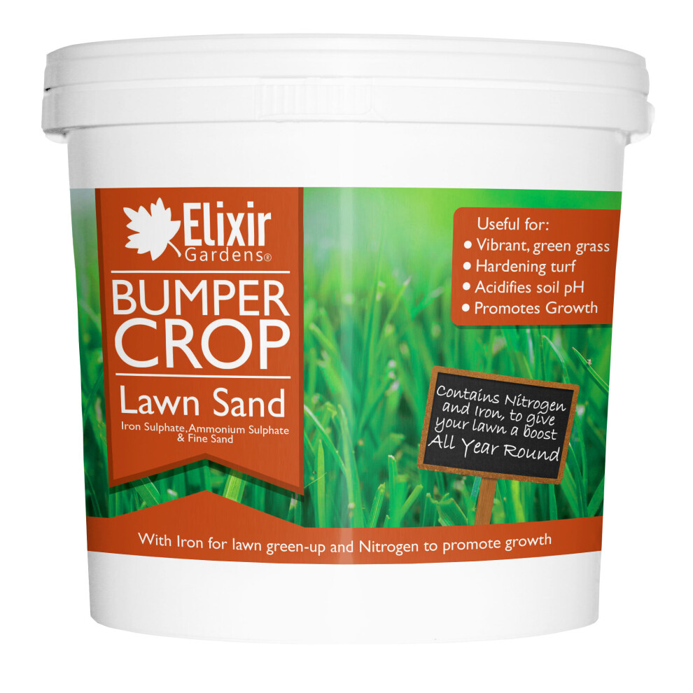 (Tub, 2.5kg) Elixir Gardens | Bumper Crop | Lawn Sand with Iron | 1kg - 25kg | Bag or Tub