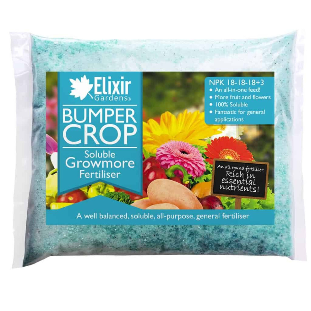 (Bag, 5kg) Elixir Gardens | Bumper Crop | Soluble Growmore |18:18:18 Complete Feed | General Purpose, All Round Fertiliser | Bag or Tub