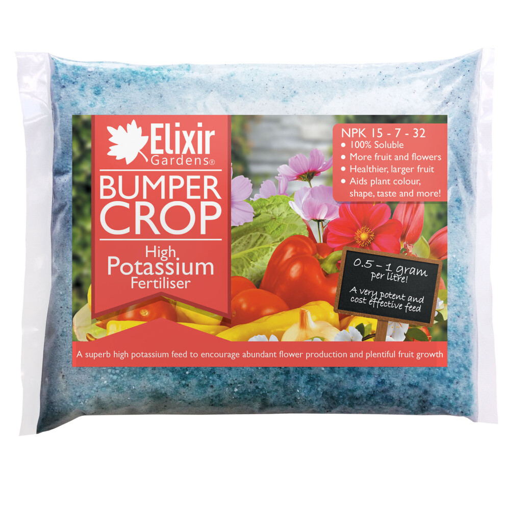 Elixir Garden Supplies (Bag, 700G) Elixir Gardens | Bumper Crop | High Potassium Fertiliser - 15 : 7 : 32 + 3Mg | For Large Fruit And Colourful Flowers | Bag Or Tub