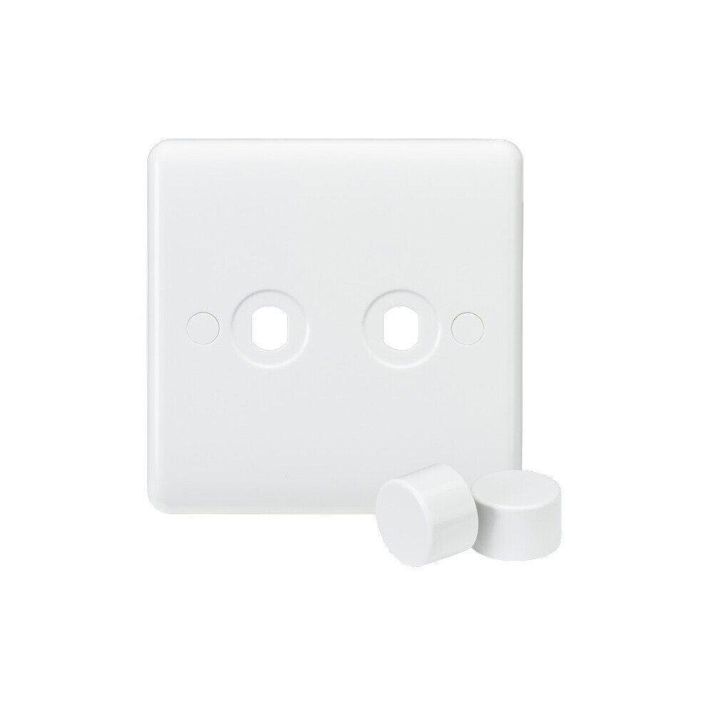 Knightsbridge Curved Edge 2G Dimmer Plate With 2 Matching Dimmer Caps 5055832973324