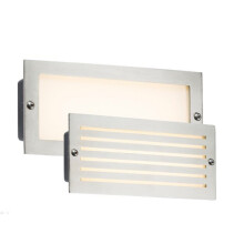 Knightsbridge White LED Recessed Brick Light - Brushed Steel Fascia, 230V IP54 5W