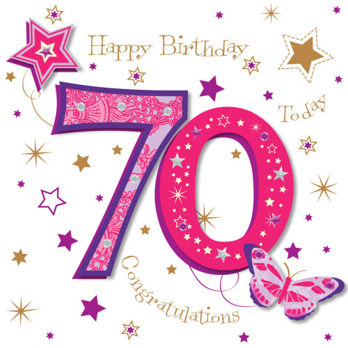 Happy 70th Embellished Birthday Greeting Card Talking Pictures Cards On