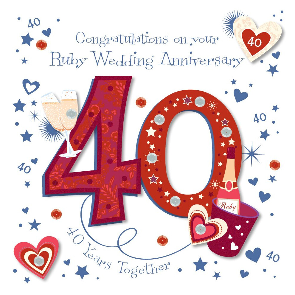 Talking Pictures Ruby 40Th Embellished Anniversary Greeting Card Cards