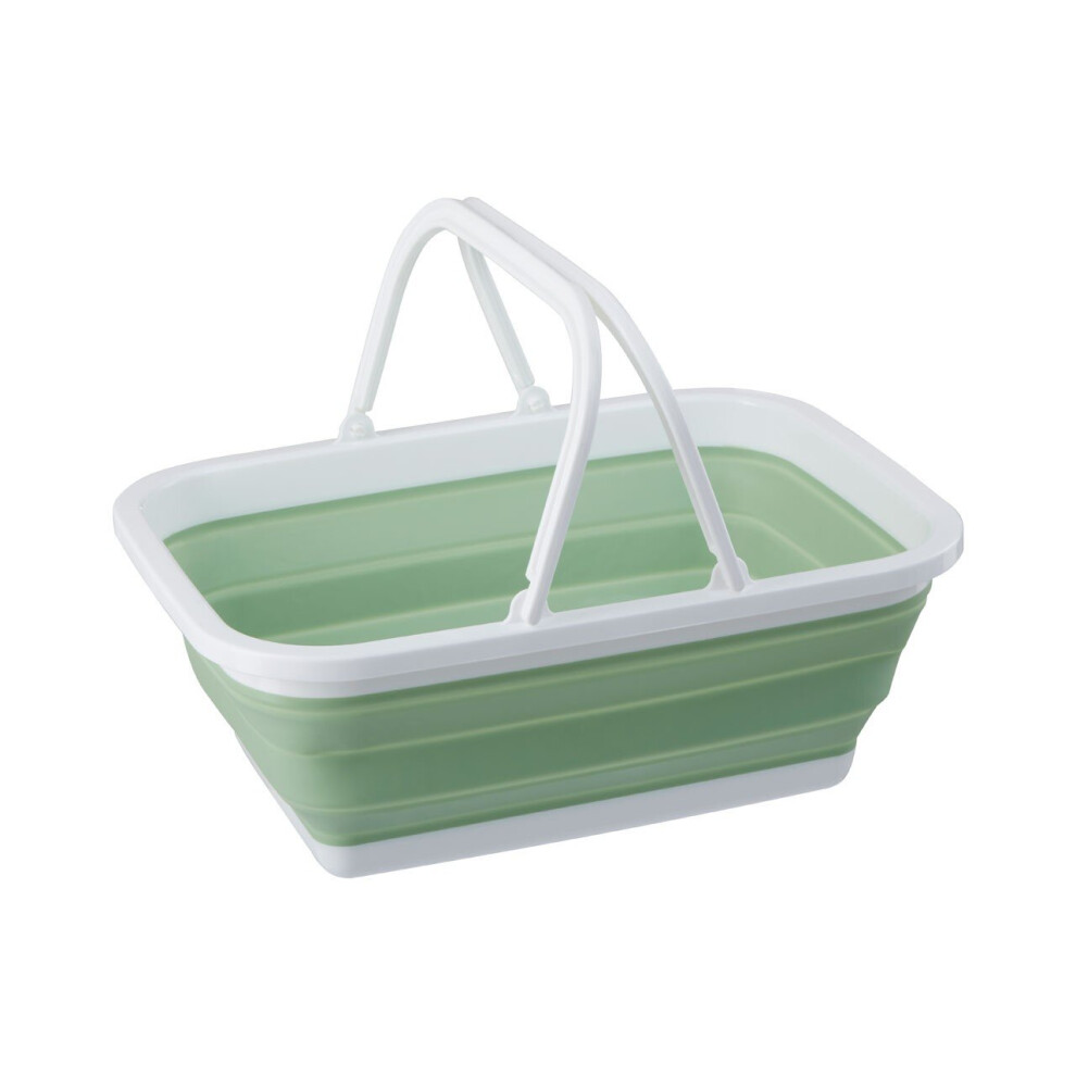 Averill Collapsible Green White Basket With Handles