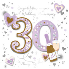 Pearl 30th Embellished Anniversary Greeting Card Talking Pictures Cards