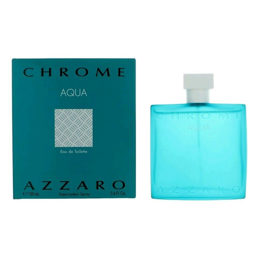 Chrome Aqua by Azzaro, 3.4 oz EDT Spray for Men Eau De Toilette