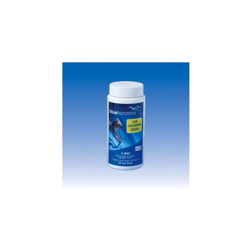 Horizons - 3-Way Chlorine Test Strips 1 X 50 Strips Chlorine Ph Ta Blue