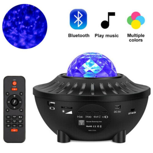 Ranpo (Black with Stripe) LED Starry Sky Projector Night Light Bluetooth Music Speaker Remote Galaxy Lamp