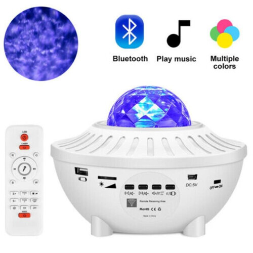 Ranpo (White with Stripe) LED Starry Sky Projector Night Light Bluetooth Music Speaker Remote Galaxy Lamp