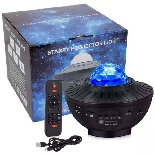 Ranpo (Black with Stripe) LED Starry Sky Projector Night Light Bluetooth Music Speaker Remote Galaxy Lamp 2