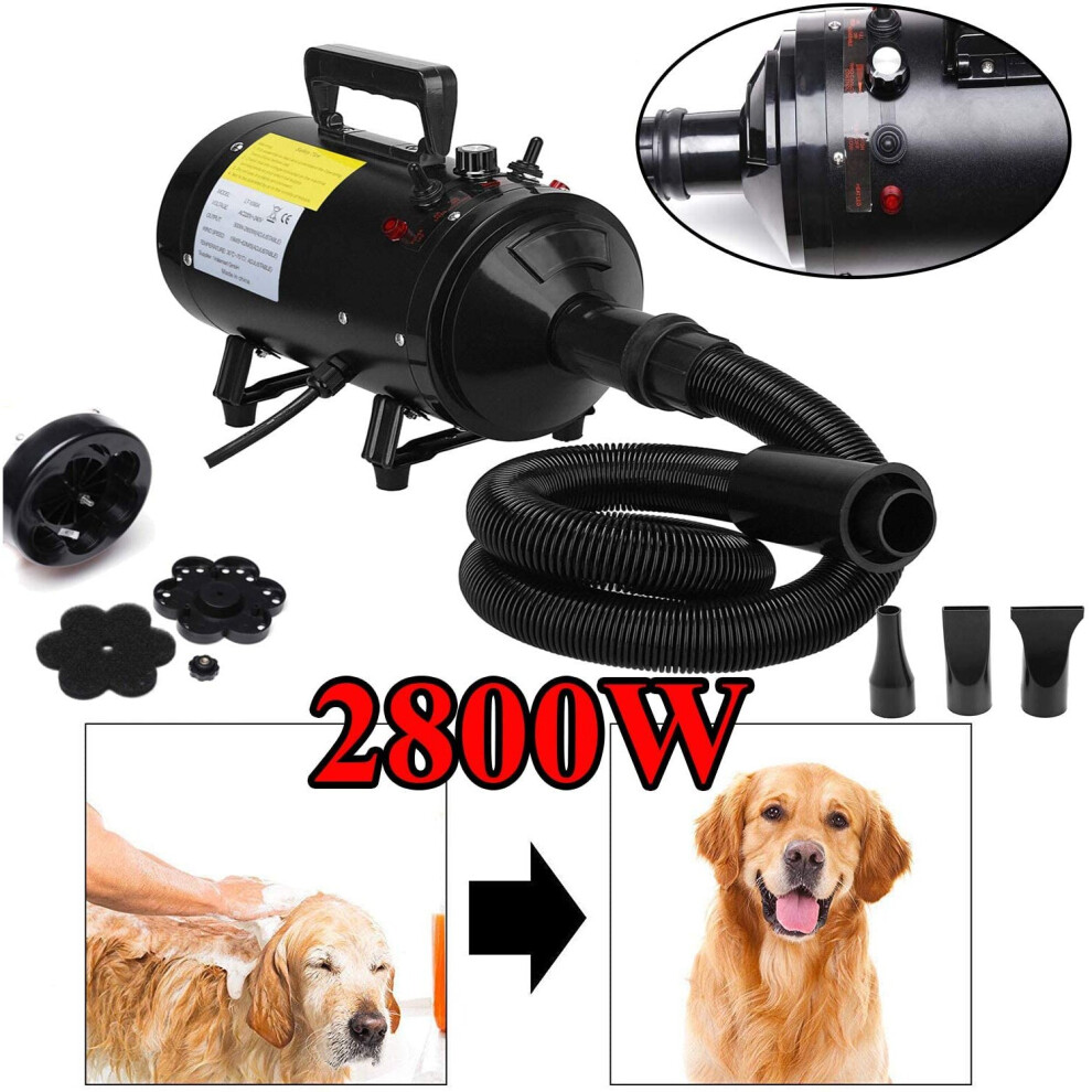 Dog Hair Dryer 2800W Variable Speed Cat Pet Grooming Blower Blaster on OnBuy