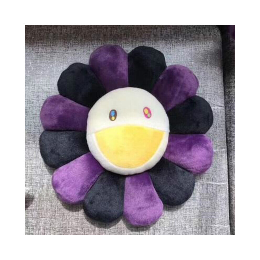( Purple) 40Cm Rainbow Flower Pillow Plush Colorful Stuffed Black/Purple