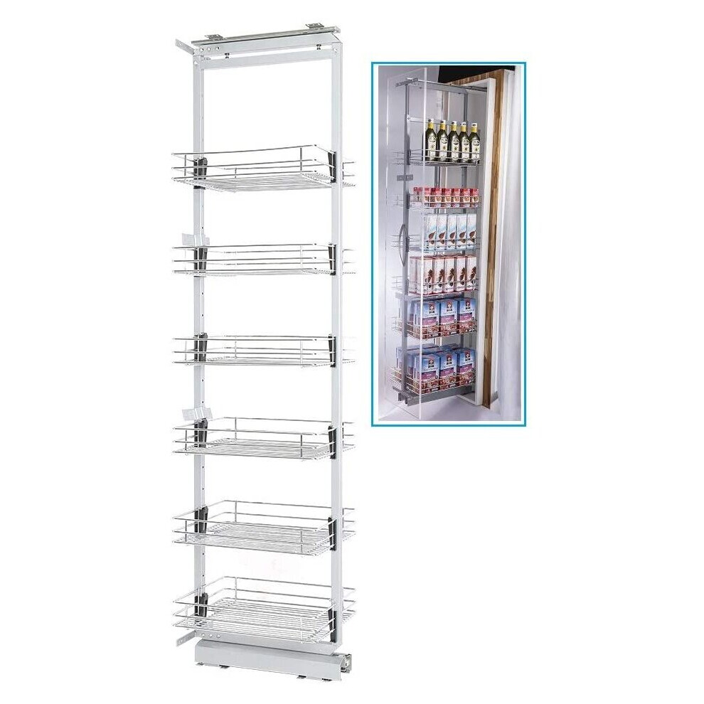 Living And Home (400Mm Width & Wire Basket) 6 Tiers Kitchen Cabinet Larder Pull Out Basket