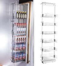 (300MM WIDTH & Wire Basket) 6 Tiers Kitchen Cabinet Larder Pull Out Basket