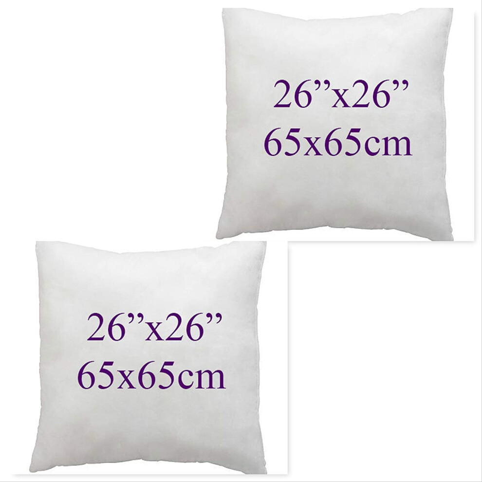 ((26x26"(65x65cm)) Set of 2 Bounce Back Virgin Hollow Fiber Cushion Pads Fillers Inners Inserts pillow square pads Non allergenic Washable- Available in Different Sizes