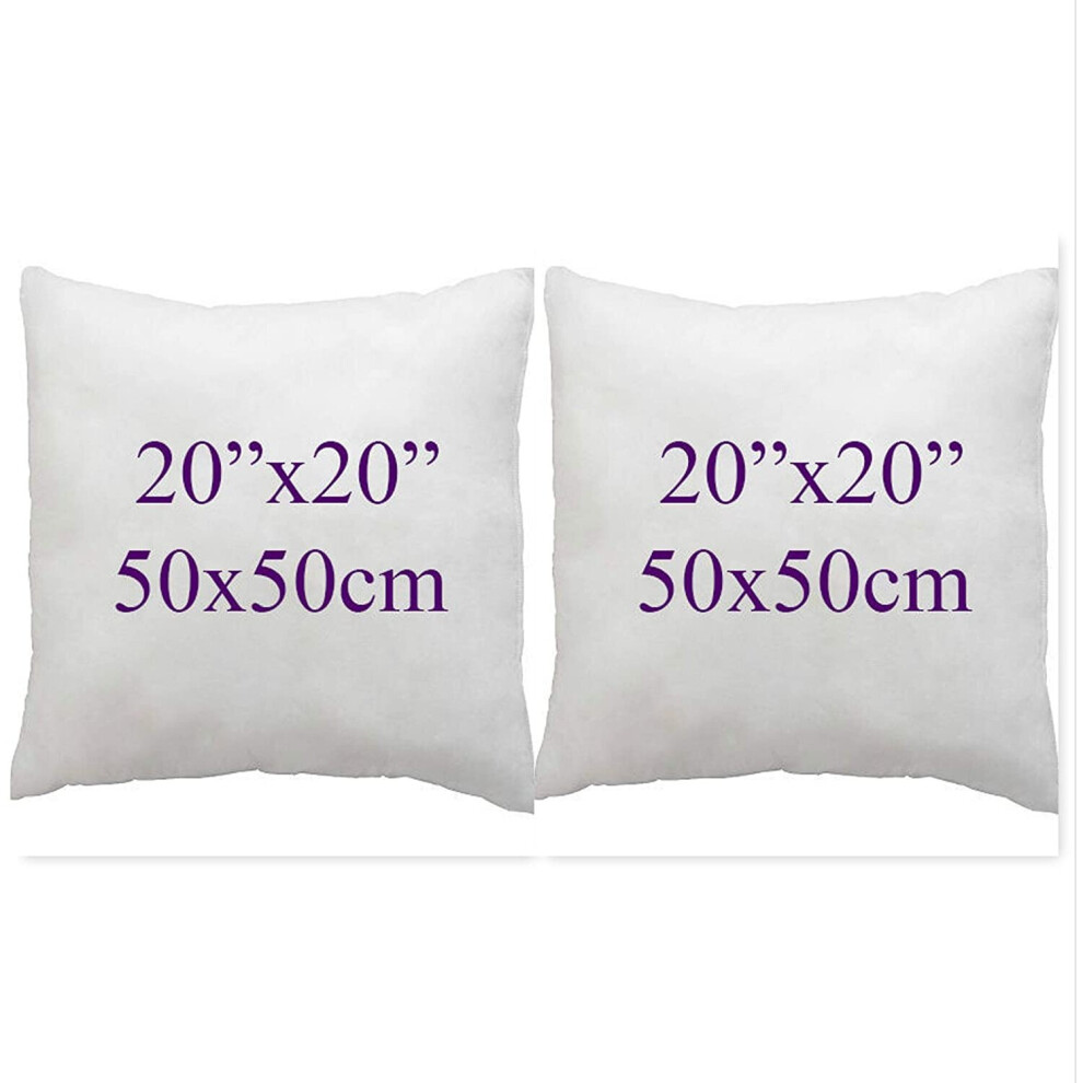 Arlinens ((20X20"(50X50cm)) Set Of 2 Bounce Back Virgin Hollow Fiber Cushion Pads Fillers Inners Inserts Pillow Square Pads Non Allergenic Washable- Available