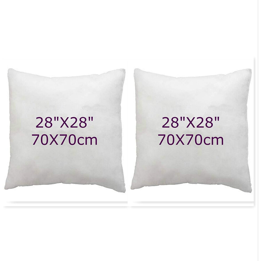 Arlinens ((28X28"(70X70cm)) Set Of 2 Bounce Back Virgin Hollow Fiber Cushion Pads Fillers Inners Inserts Pillow Square Pads Non Allergenic Washable- Available