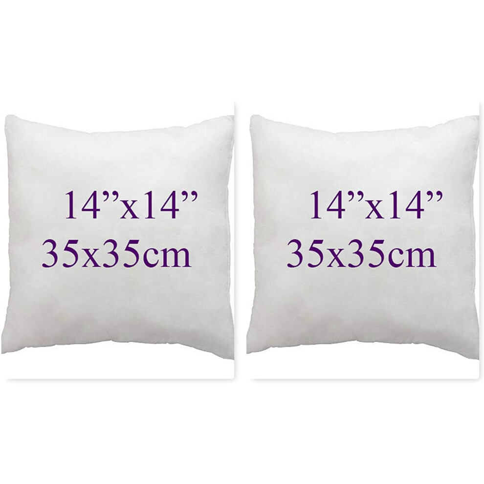 Arlinens ((14X14"(35X35cm)) Set Of 2 Bounce Back Virgin Hollow Fiber Cushion Pads Fillers Inners Inserts Pillow Square Pads Non Allergenic Washable- Available