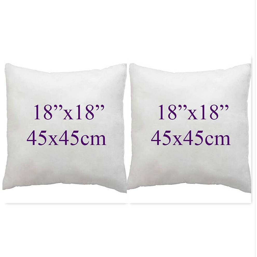 Arlinens ((18X18"(45X45cm)) Set Of 2 Bounce Back Virgin Hollow Fiber Cushion Pads Fillers Inners Inserts Pillow Square Pads Non Allergenic Washable- Available