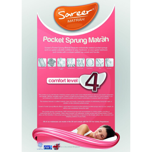 (4FT Small Double 120cm) Sareer Pocket Sprung Mattress - Medium/Firm 2