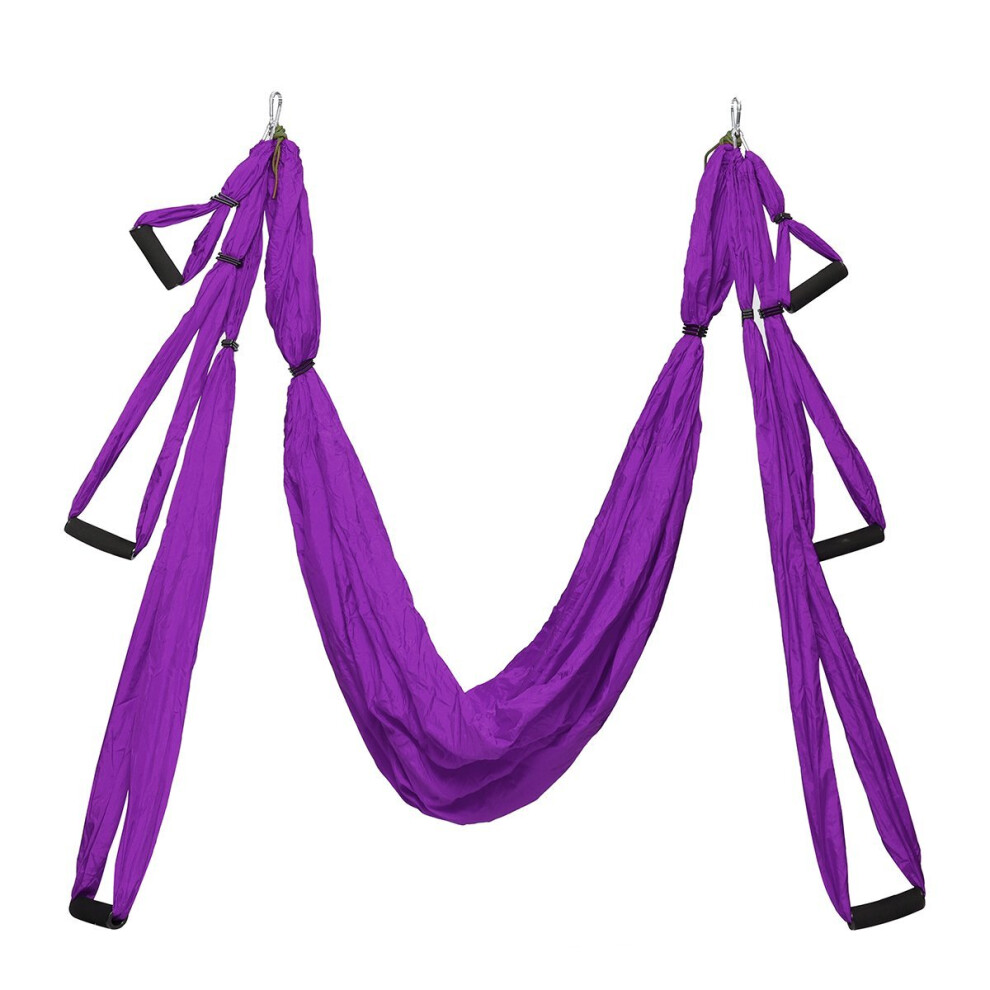 (Purple) Air Yoga Fitness Swing Hammock 550+LBS Load Capacity