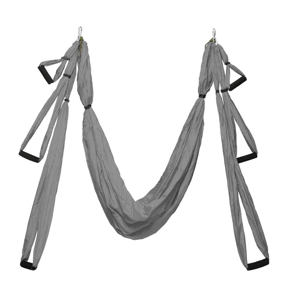 (Grey) Air Yoga Fitness Swing Hammock 550+LBS Load Capacity