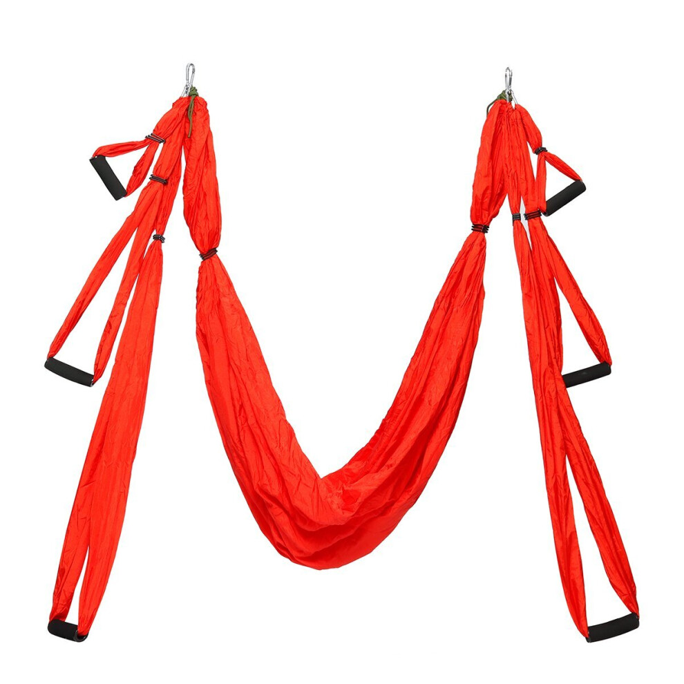 (Red) Air Yoga Fitness Swing Hammock 550+LBS Load Capacity