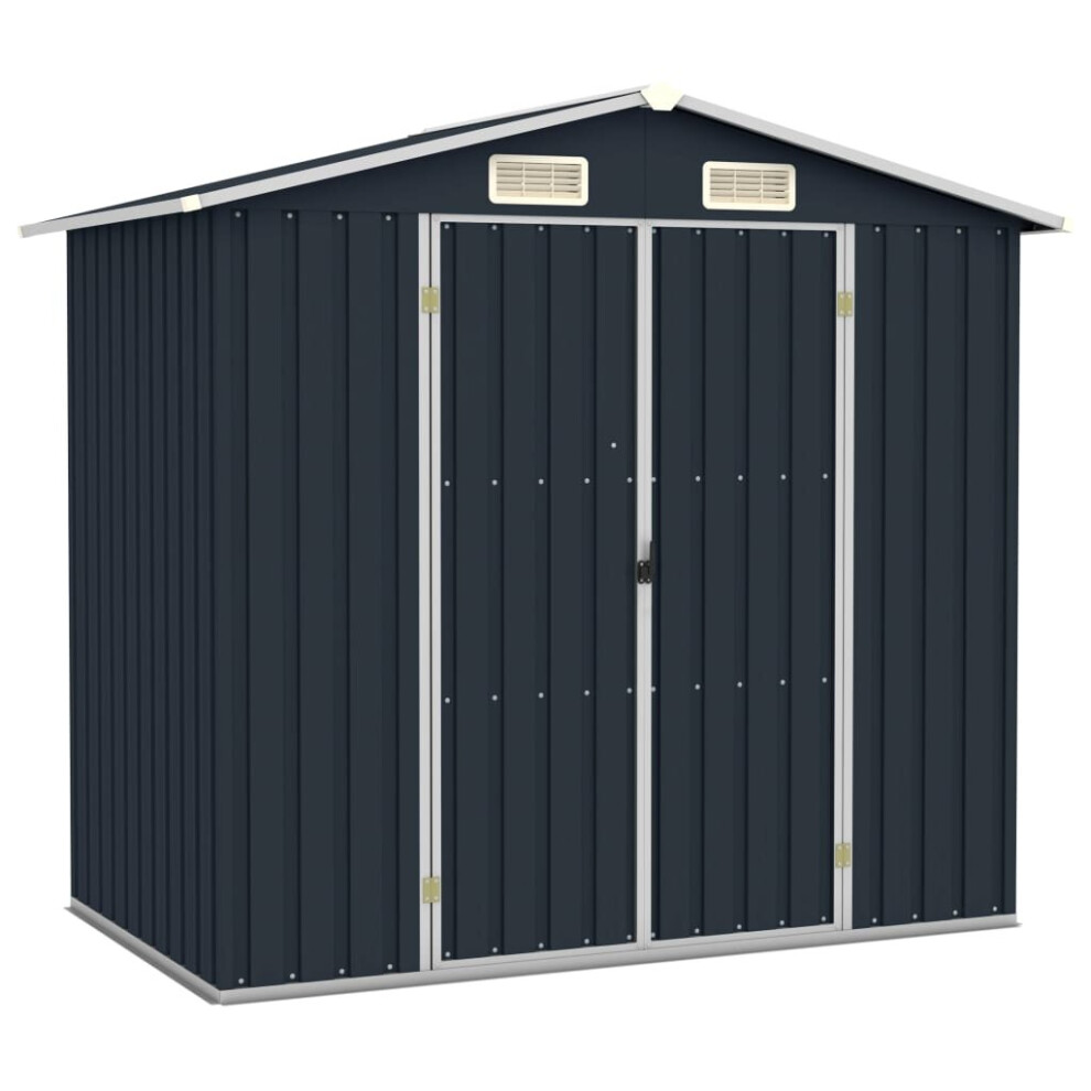 vidaXL Garden Shed Anthracite Galvanised Steel Outdoor Tool Storage Cupboard