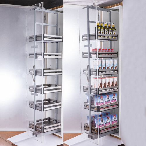 Living And Home (400MM WIDTH & Panel Basket) 6 Tiers Kitchen Cabinet Larder Pull Out Basket