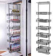 (300MM WIDTH & Panel Basket) 6 Tiers Kitchen Cabinet Larder Pull Out Basket