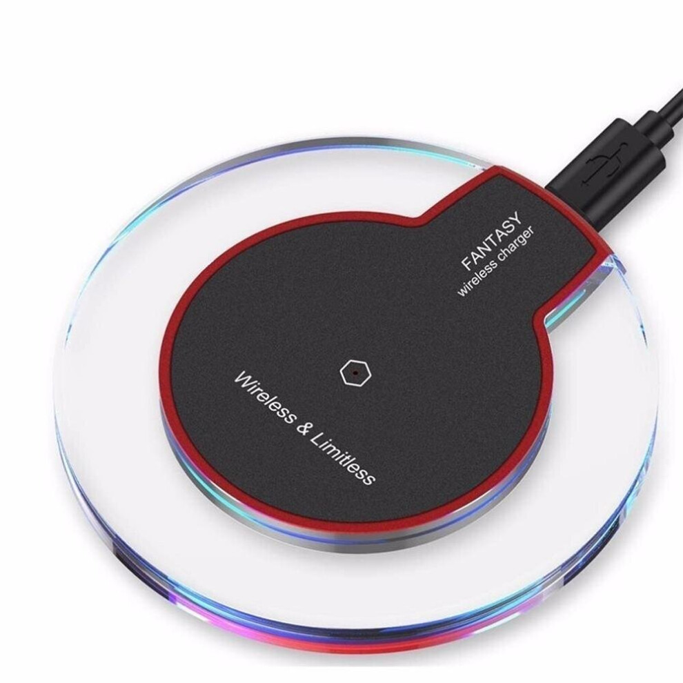 (Black Red) 10W Fast Wireless Charger Pad