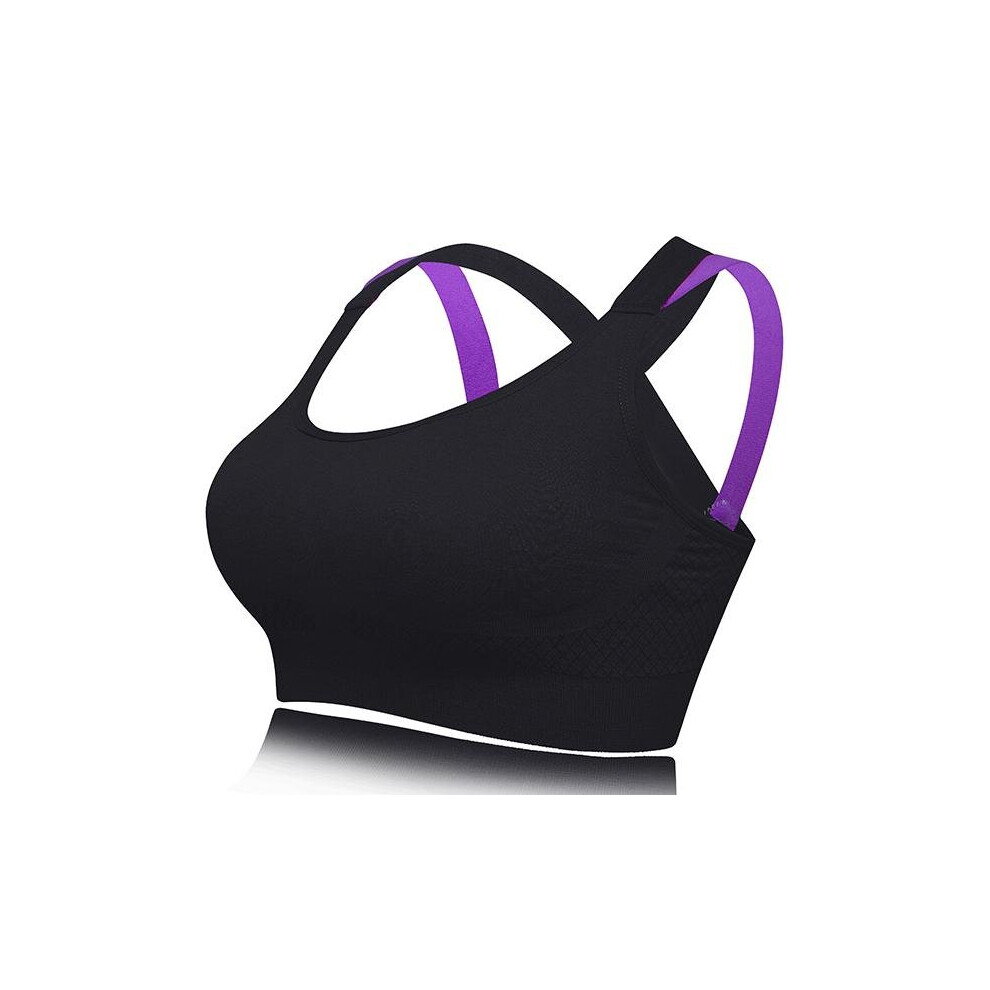 (Black, S) X Shape Back Sports Bra