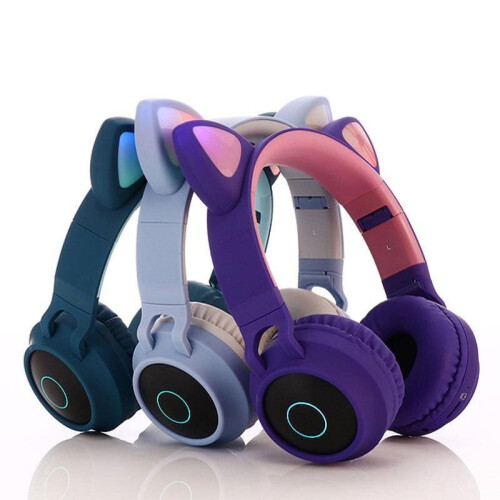 (Blue) Cute Cat Bluetooth 5.0 Headset 2