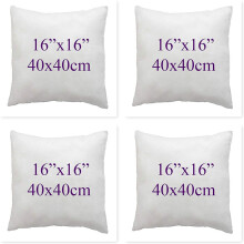 ((16x16") ) Set of 4-Hollowfibre New White Cushion Pad Inner Stuffer Pillow Polyester Insert Square Hypoallergenic