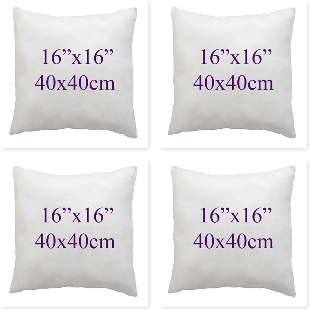 Arlinens ((16X16") ) Set Of 4-Hollowfibre New Cushion Pad Inner Stuffer Pillow Polyester Insert Square Hypoallergenic White