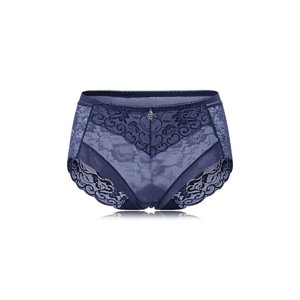 (Dark Blue, L) Super Elastic Lace Transparent Panties